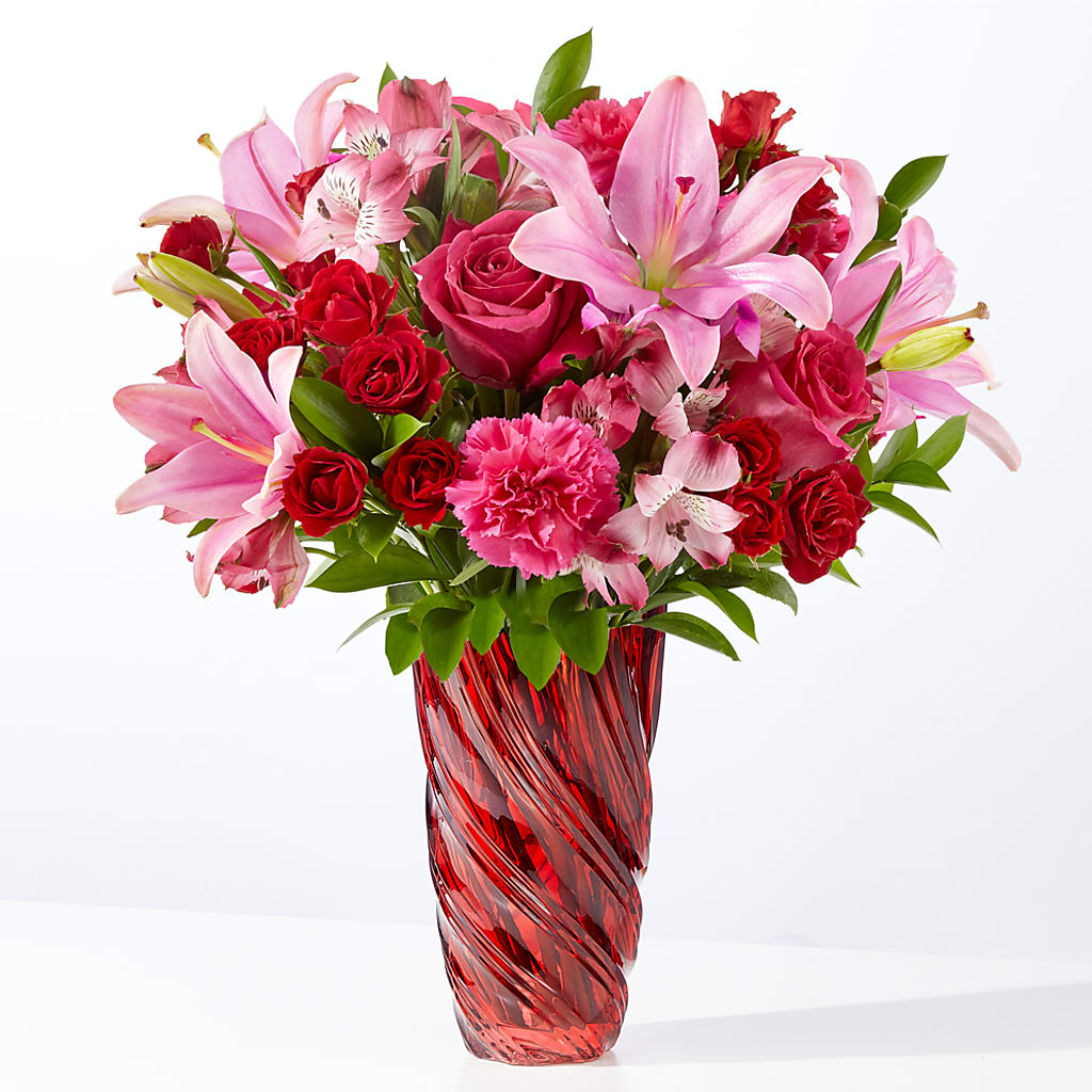 In Love Bouquet with Luxe Swirl Vase – GOOSEBERRIES FLOWER SHOP BY BERKOT'S, Twin Lakes WI