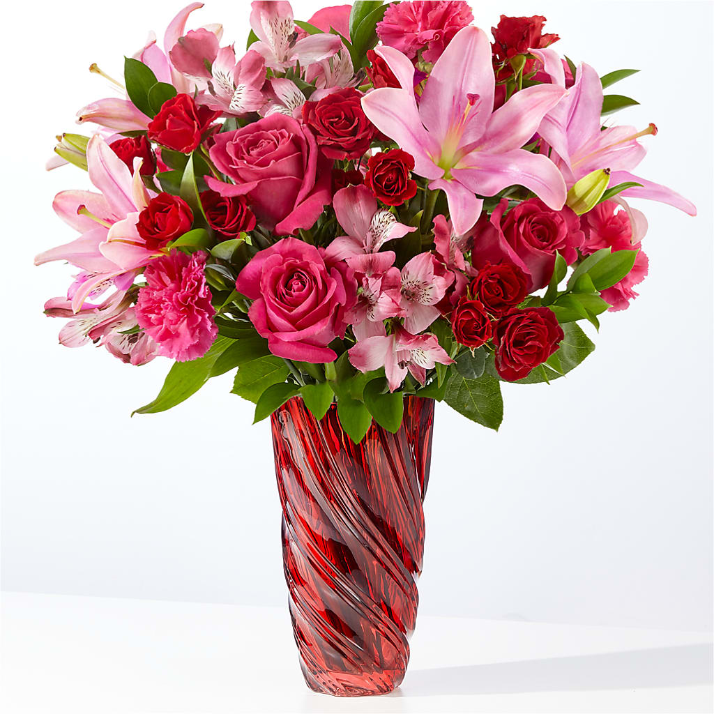 In Love Bouquet with Luxe Swirl Vase – GOOSEBERRIES FLOWER SHOP BY BERKOT'S, Twin Lakes WI