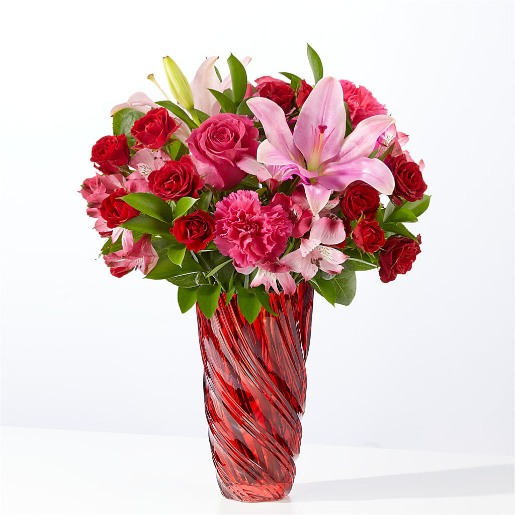 In Love Bouquet with Luxe Swirl Vase – GOOSEBERRIES FLOWER SHOP BY BERKOT'S, Twin Lakes WI