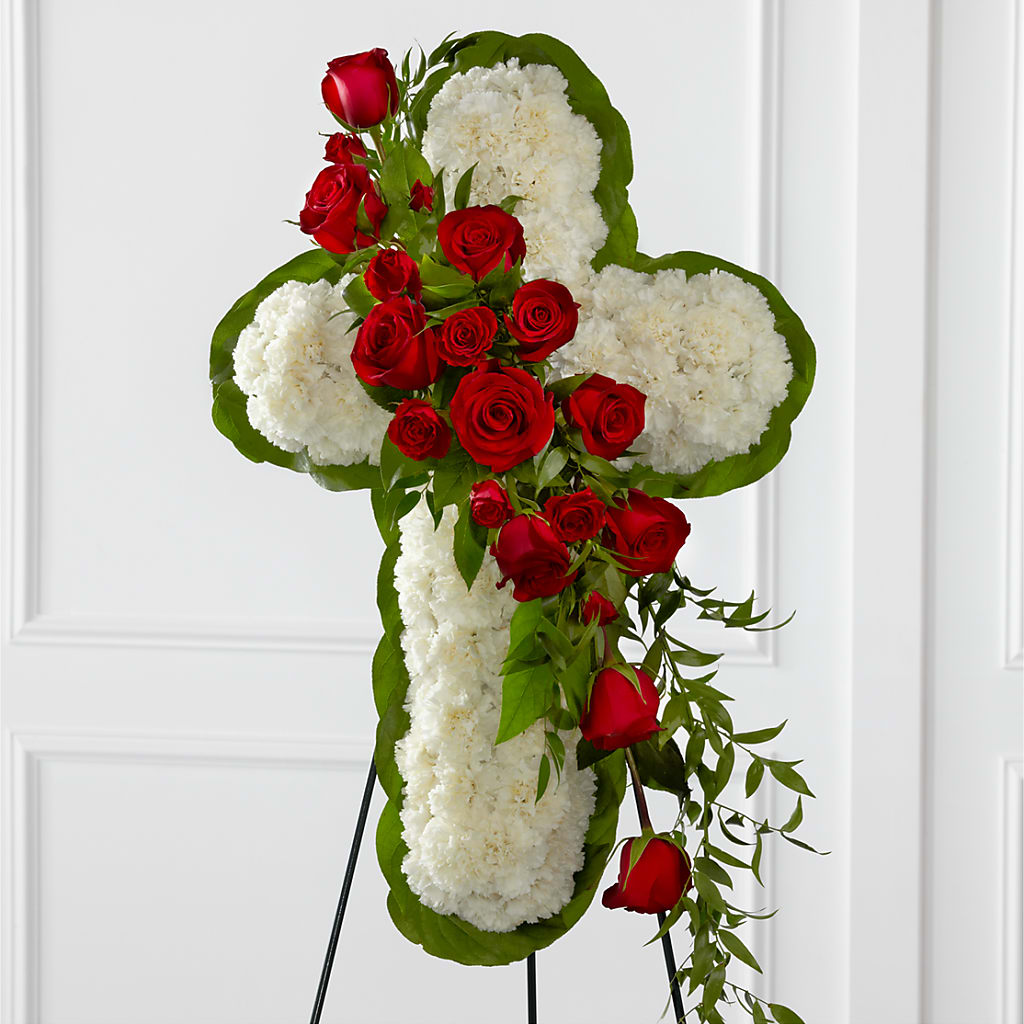 Floral Cross Easel – GOOSEBERRIES FLOWER SHOP BY BERKOT'S, Twin Lakes WI