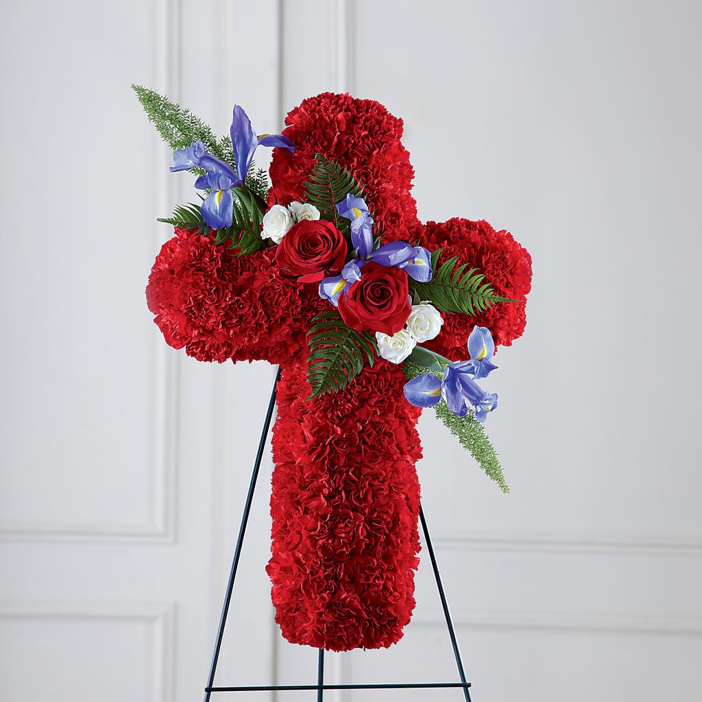 Faithful Hero Floral Cross – GOOSEBERRIES FLOWER SHOP BY BERKOT'S, Twin Lakes WI
