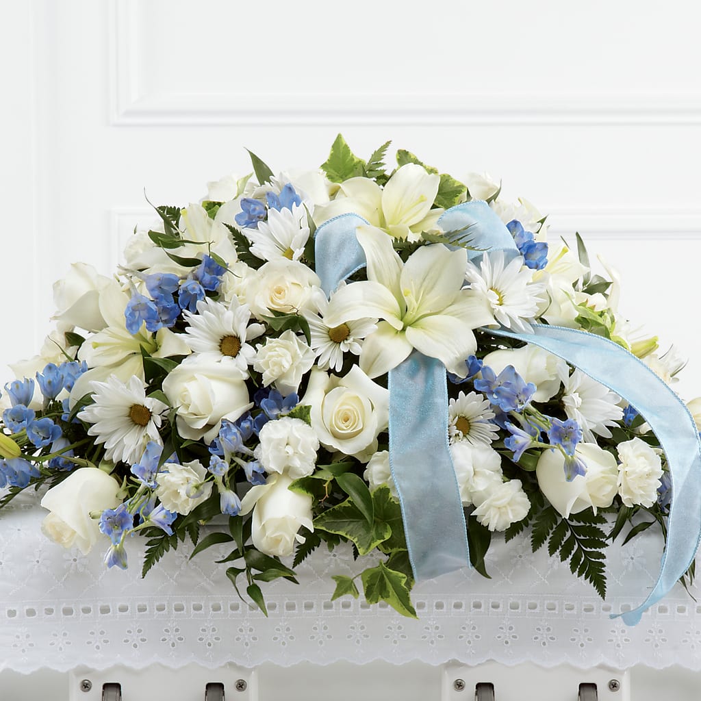 Tender Treasure Casket Spray – GOOSEBERRIES FLOWER SHOP BY BERKOT'S, Twin Lakes WI