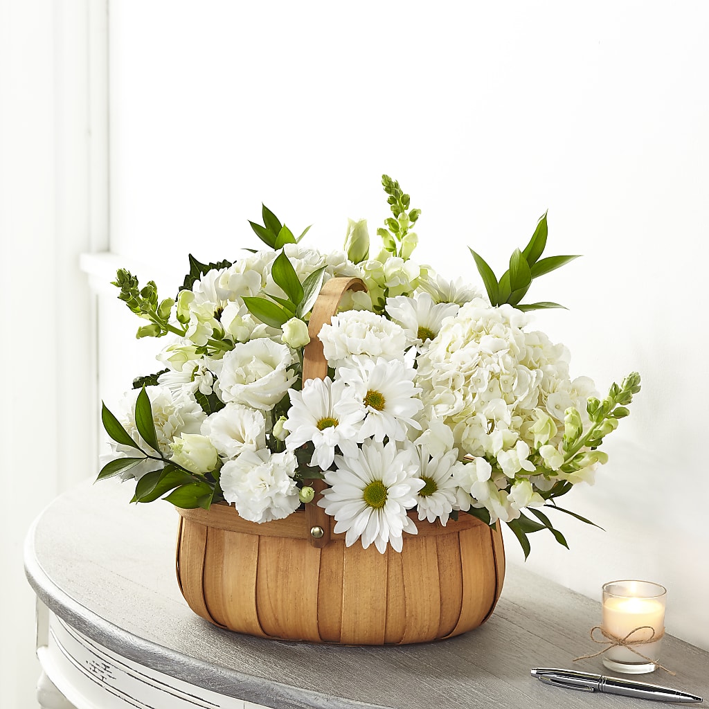Pure Ivory Basket – GOOSEBERRIES FLOWER SHOP BY BERKOT'S, Twin Lakes WI