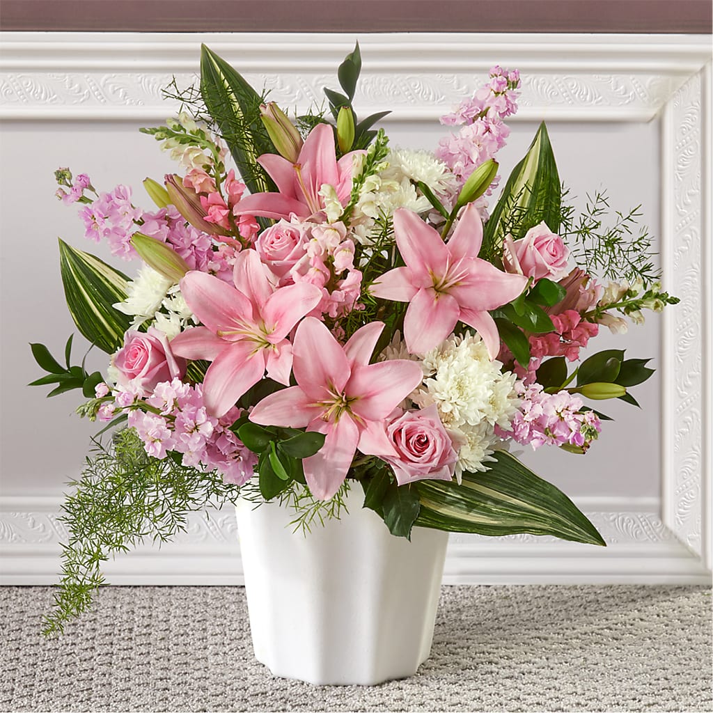 Simply Serene Floor Basket – GOOSEBERRIES FLOWER SHOP BY BERKOT'S, Twin Lakes WI