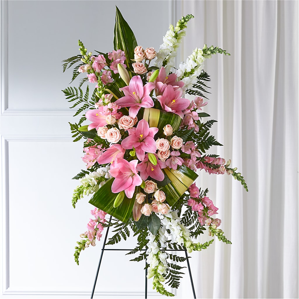 Elegant Embrace Standing Spray – GOOSEBERRIES FLOWER SHOP BY BERKOT'S, Twin Lakes WI