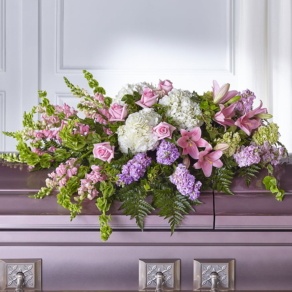 Life's Gratitude Casket Spray – GOOSEBERRIES FLOWER SHOP BY BERKOT'S, Twin Lakes WI