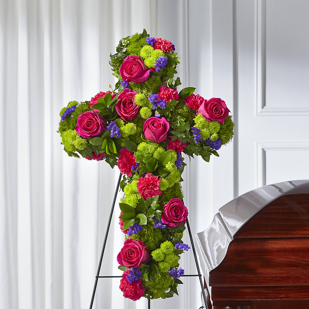 Tribute Rose Floral Cross – GOOSEBERRIES FLOWER SHOP BY BERKOT'S, Twin Lakes WI
