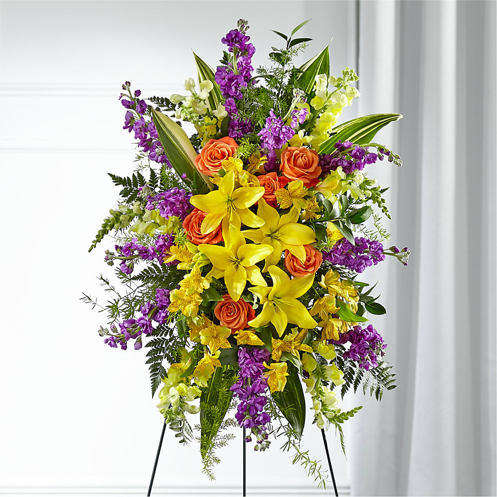 Thoughtful Prayers Standing Spray – GOOSEBERRIES FLOWER SHOP BY BERKOT'S, Twin Lakes WI