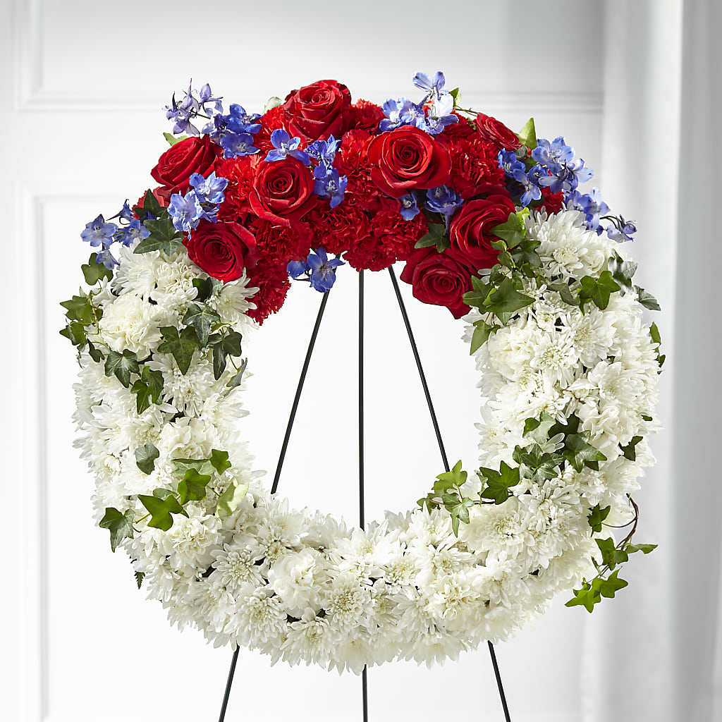 Patriotic Passion Wreath – GOOSEBERRIES FLOWER SHOP BY BERKOT'S, Twin Lakes WI