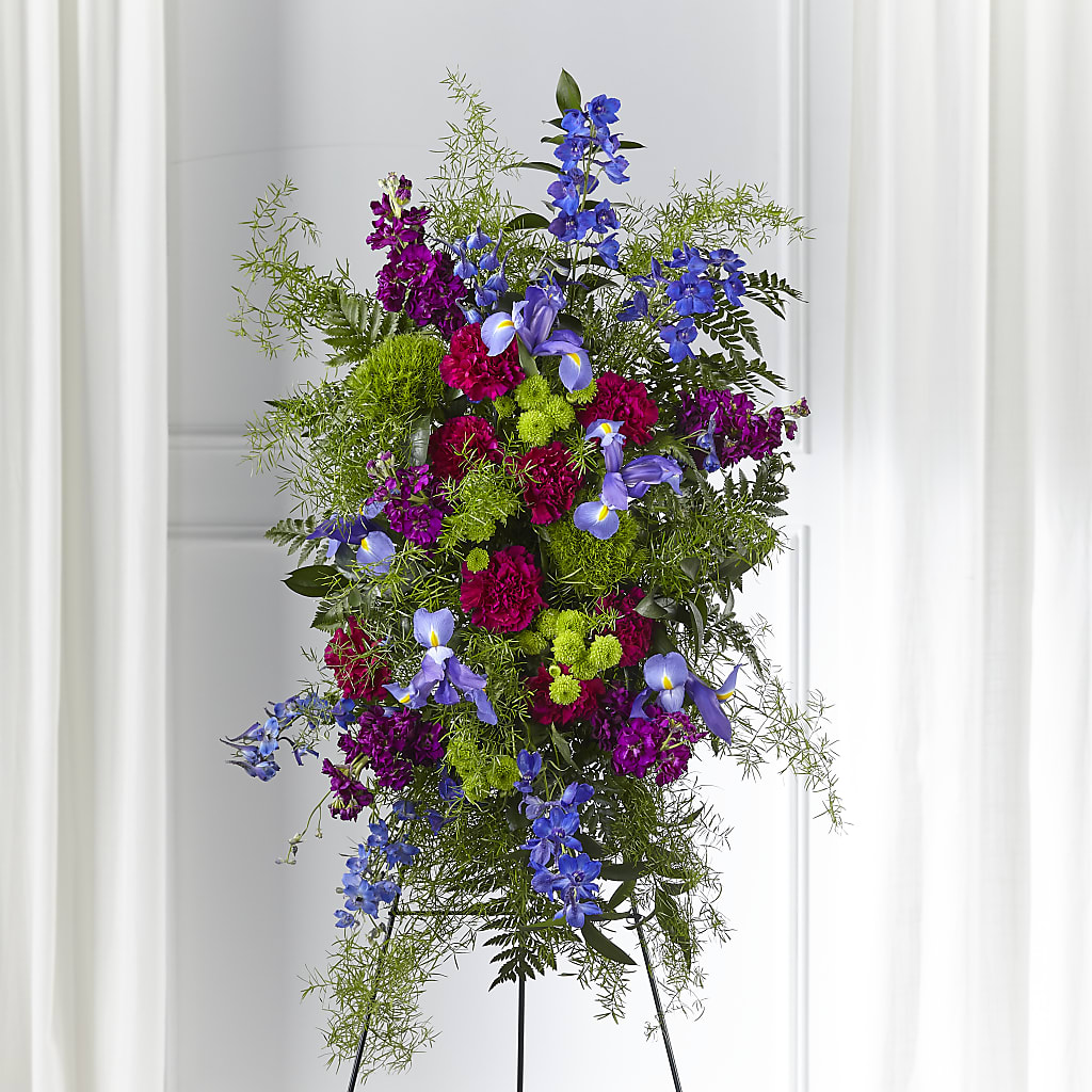 Heavenly Skies Standing Spray – GOOSEBERRIES FLOWER SHOP BY BERKOT'S, Twin Lakes WI
