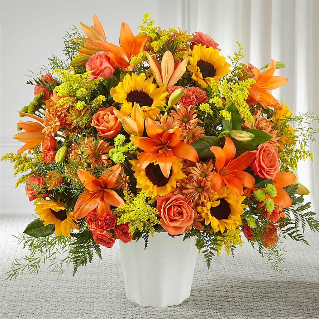 Harvest Thoughts Floor Basket – GOOSEBERRIES FLOWER SHOP BY BERKOT'S, Twin Lakes WI