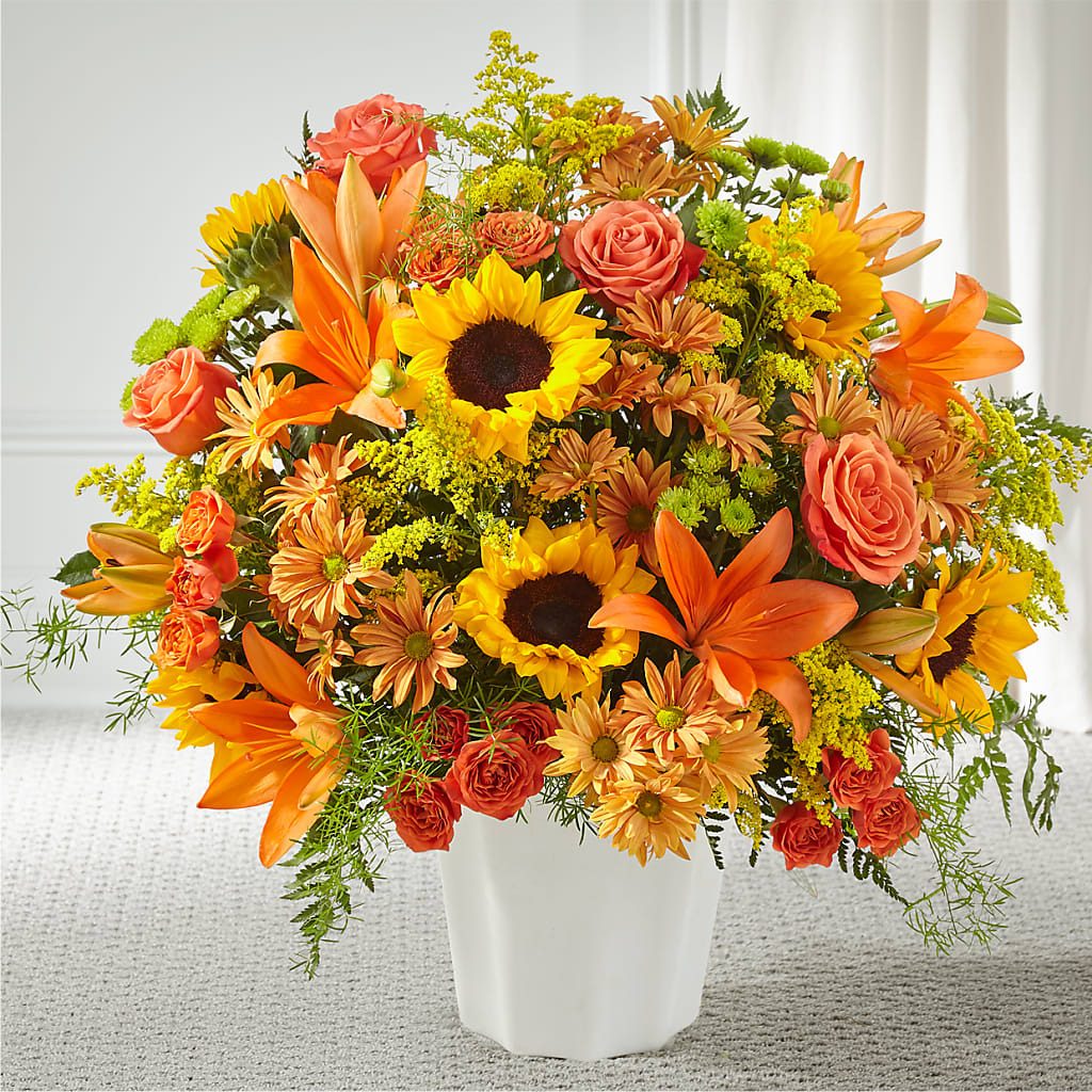 Harvest Thoughts Floor Basket – GOOSEBERRIES FLOWER SHOP BY BERKOT'S, Twin Lakes WI