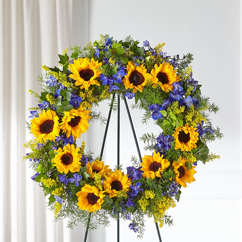 Bright Rays Wreath – GOOSEBERRIES FLOWER SHOP BY BERKOT'S, Twin Lakes WI