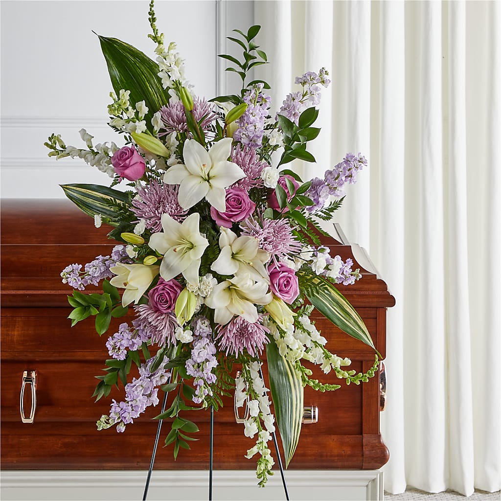 Grateful Hearts Standing Spray – GOOSEBERRIES FLOWER SHOP BY BERKOT'S, Twin Lakes WI