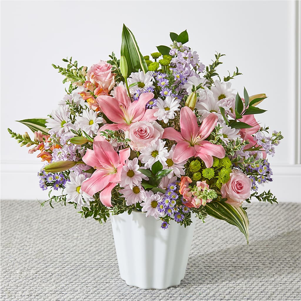 Abundant Compassion Floor Basket – GOOSEBERRIES FLOWER SHOP BY BERKOT'S, Twin Lakes WI