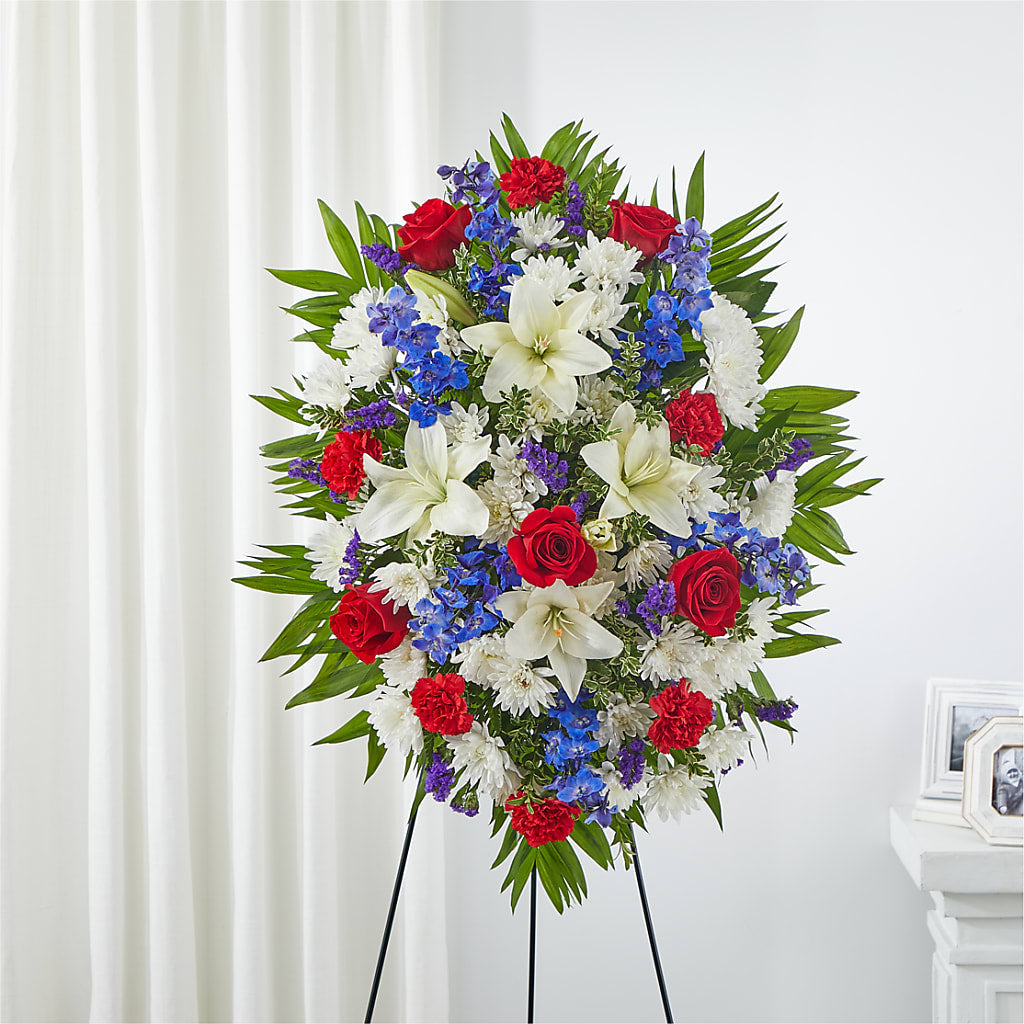 Cherished Service Standing Spray – GOOSEBERRIES FLOWER SHOP BY BERKOT'S, Twin Lakes WI