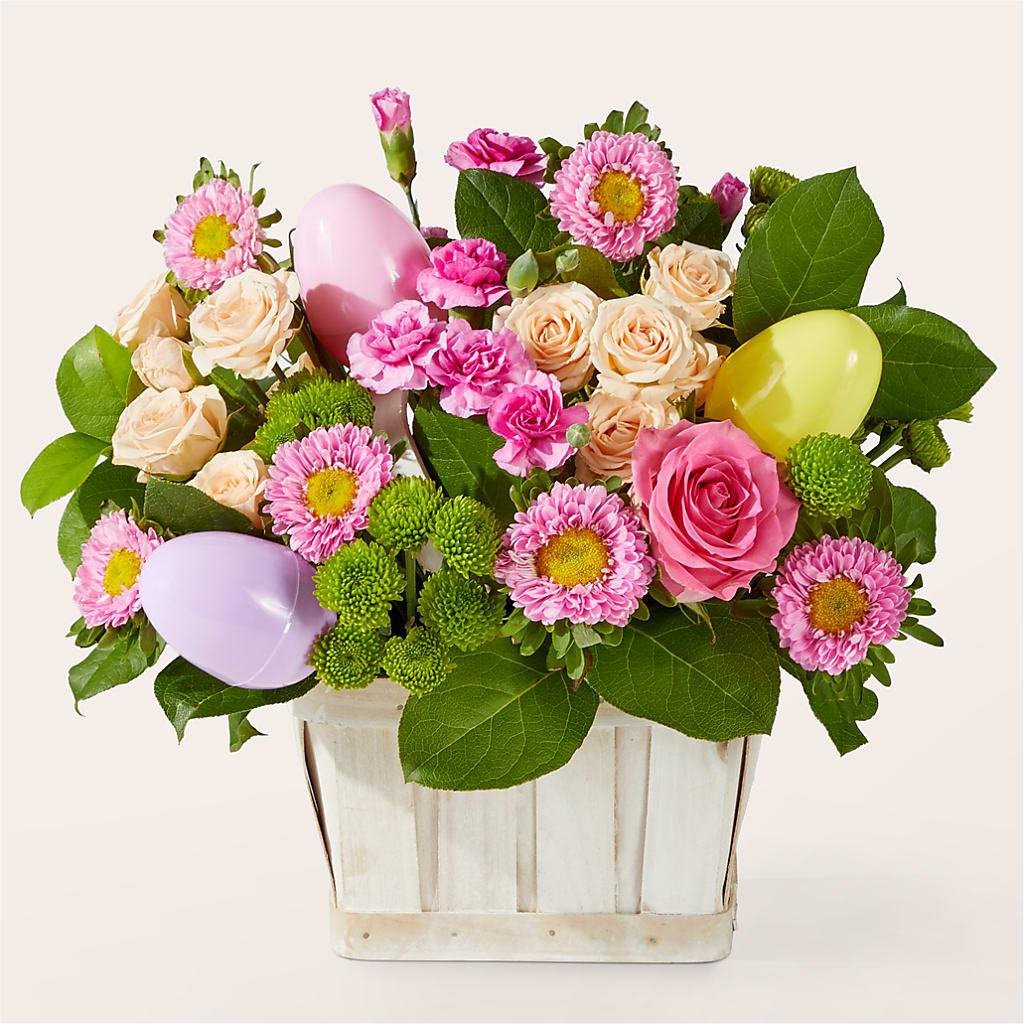 Get Eggcited Basket – GOOSEBERRIES FLOWER SHOP BY BERKOT'S, Twin Lakes WI