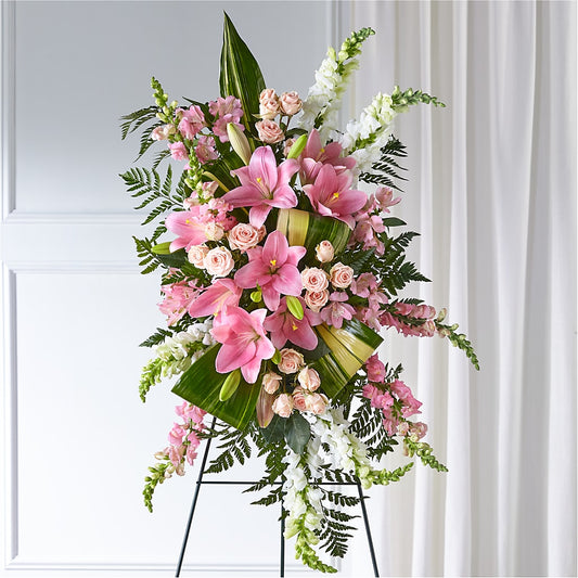 Elegant Embrace Standing Spray – GOOSEBERRIES FLOWER SHOP BY BERKOT'S, Twin Lakes WI