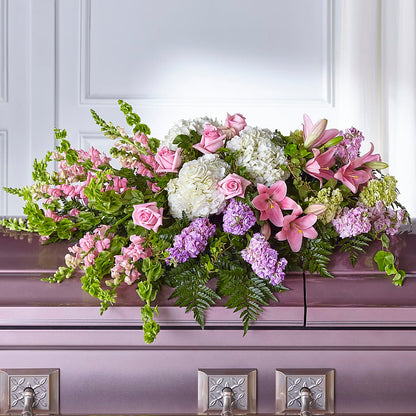 Life's Gratitude Casket Spray – GOOSEBERRIES FLOWER SHOP BY BERKOT'S, Twin Lakes WI