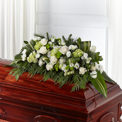 Hopeful Gesture Casket Spray – GOOSEBERRIES FLOWER SHOP BY BERKOT'S, Twin Lakes WI