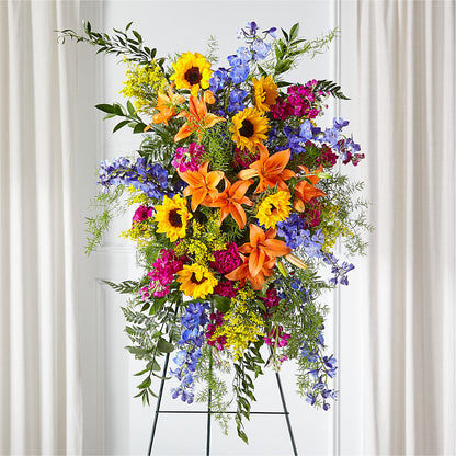 Sunlit Memories Standing Spray (Standard) – GOOSEBERRIES FLOWER SHOP BY BERKOT'S, Twin Lakes WI