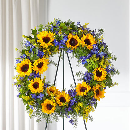 Bright Rays Wreath – GOOSEBERRIES FLOWER SHOP BY BERKOT'S, Twin Lakes WI