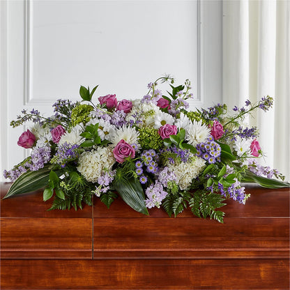 Meadows of Serenity Casket Spray – GOOSEBERRIES FLOWER SHOP BY BERKOT'S, Twin Lakes WI