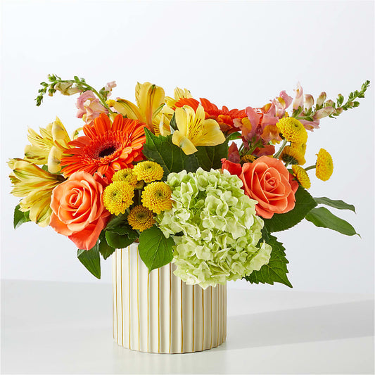 Autumn Sunshine Bouquet with Ivory Vase – GOOSEBERRIES FLOWER SHOP BY BERKOT'S, Twin Lakes WI