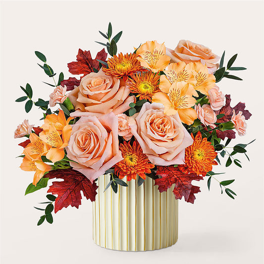 Spiced Latte Bouquet with Ivory Vase – GOOSEBERRIES FLOWER SHOP BY BERKOT'S, Twin Lakes WI