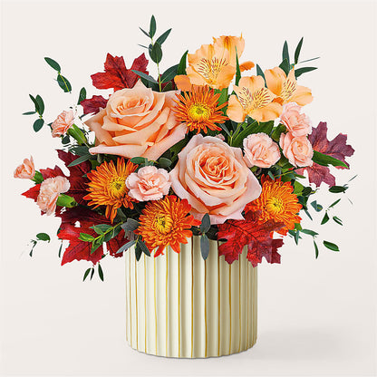 Spiced Latte Bouquet with Ivory Vase – GOOSEBERRIES FLOWER SHOP BY BERKOT'S, Twin Lakes WI