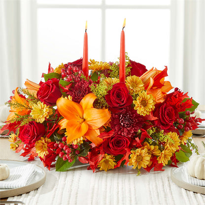 Autumn's Embrace Centerpiece – GOOSEBERRIES FLOWER SHOP BY BERKOT'S, Twin Lakes WI