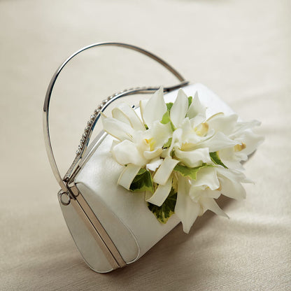 White Purse Decor – GOOSEBERRIES FLOWER SHOP BY BERKOT'S, Twin Lakes WI