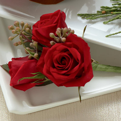 Red Spray Rose Boutonniere – GOOSEBERRIES FLOWER SHOP BY BERKOT'S, Twin Lakes WI
